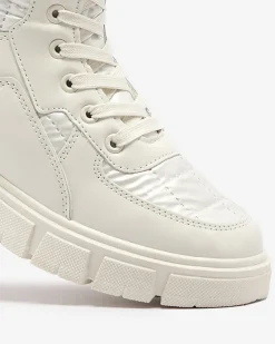 Calista Obuwie Damskie Modne Płaskie Botki Kremowe