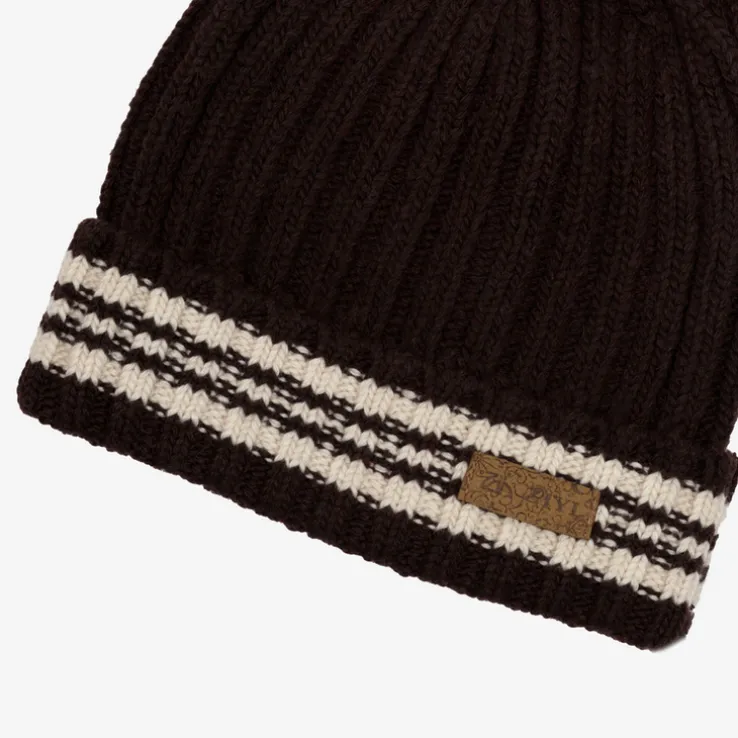 Ciemnobrązowa męska czapka z domieszką wełny - Akcesoria