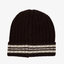 Ciemnobrązowa męska czapka z domieszką wełny - Akcesoria