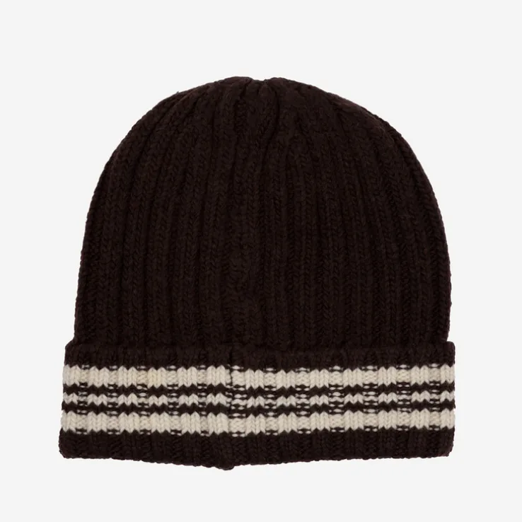 Ciemnobrązowa męska czapka z domieszką wełny - Akcesoria