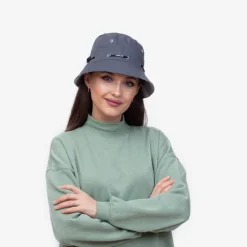 Ciemnoszara damska czapka typu bucket hat - Akcesoria
