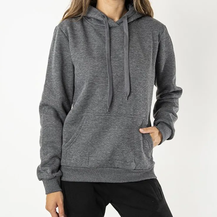 Ciemnoszara damska ocieplana bluza z kapturem - Odzież