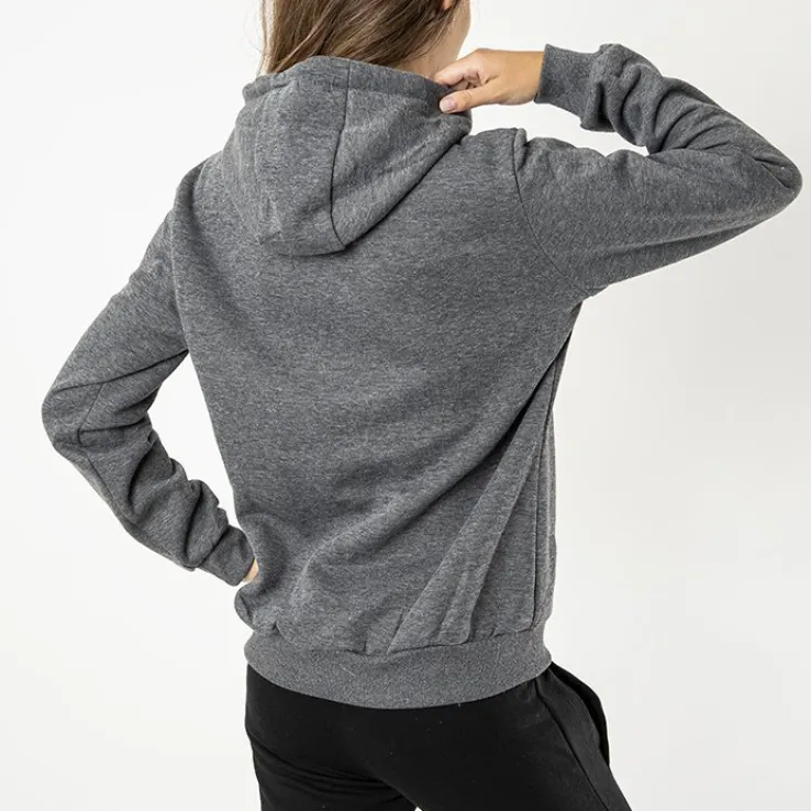 Ciemnoszara damska ocieplana bluza z kapturem - Odzież