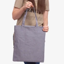 Ciemnoszara materiałowa torba z napisem - Akcesoria