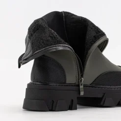 Ciemnozielone damskie botki na masywnej podeszwie Rosidi - Obuwie