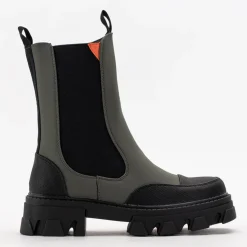 Ciemnozielone damskie botki na masywnej podeszwie Rosidi - Obuwie