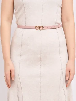 Cienki damski pasek do spodni casualowy z klamerką w serduszka