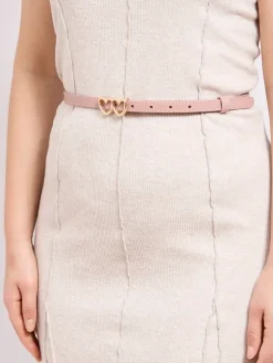 Cienki damski pasek do spodni casualowy z klamerką w serduszka