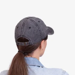 Czarna jeansowa damska czapka z daszkiem - Akcesoria