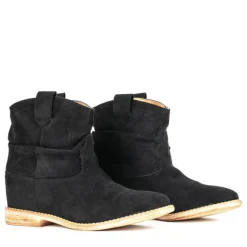 Czarne botki a'la kowbojki na krytym koturnie Daressco - Obuwie