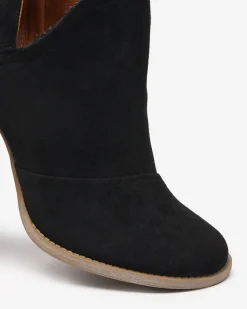 Czarne damskie botki na słupku z wycięciami Encura- Obuwie