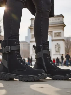 Czarne damskie botki typu workery Miros