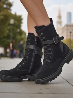 Czarne damskie botki typu workery Miros