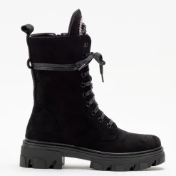 Czarne damskie botki workery eko-zamsz Moxo - Obuwie