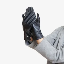 Czarne klasyczne damskie eko-skórzane rękawiczki - Akcesoria