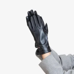 Czarne klasyczne damskie eko-skórzane rękawiczki - Akcesoria