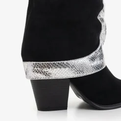 Czarne kozaki z ozdobną wywijaną cholewką Acilip - Obuwie