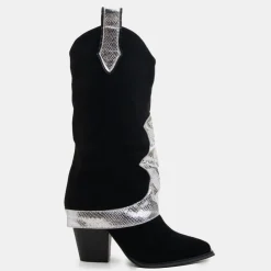 Czarne kozaki z ozdobną wywijaną cholewką Acilip - Obuwie