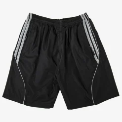 Czarne spodenki męskie z szarymi lampasami - Odzież