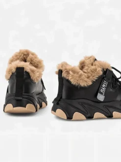 Czarne sportowe sneakersy damskie z futerkiem Nonua- Obuwie