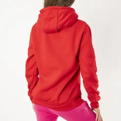 Czerwona damska ocieplana bluza z kapturem - Odzież
