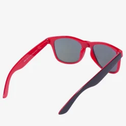 Czerwone damskie okulary przeciwsłoneczne z holograficzno - lustrzanym wykończeniem - Akcesoria