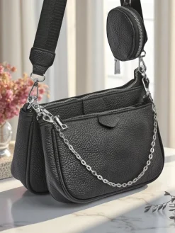 Damska torebka wielofunkcyjna Scylla w kolorze czarnym ze skóry ekologicznej