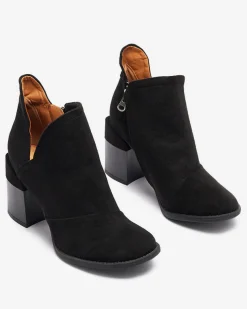 Damskie botki na słupku z wycięciami w kolorze czarnym Encura- Obuwie