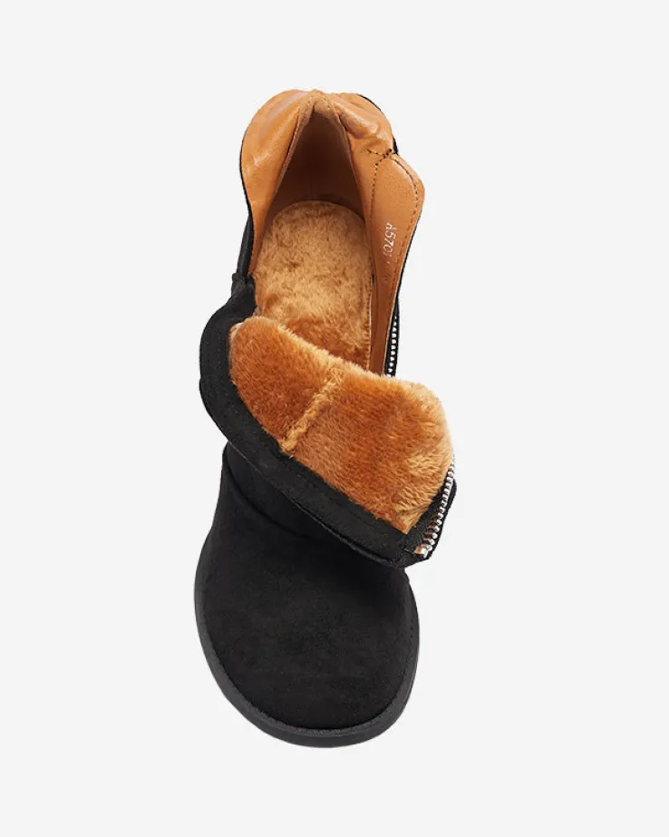 Damskie botki na słupku z wycięciami w kolorze czarnym Encura- Obuwie