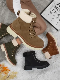 Damskie botki trapery z kożuszkiem Tessara