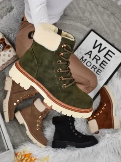 Damskie botki trapery z kożuszkiem Tessara