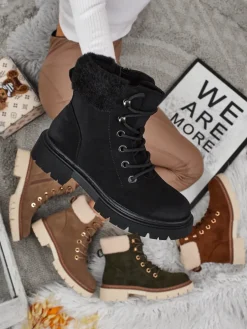 Damskie botki trapery z kożuszkiem Tessara