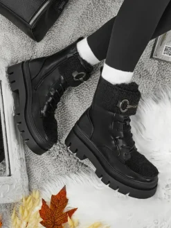 Damskie botki workery z kożuszkiem Safil