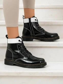 Damskie botki z ekologicznej skóry lakierowanej Echo Dust