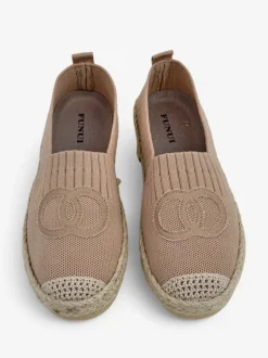 Damskie espadryle Callisto jasny brązowy płaski obcas skóra ekologiczna