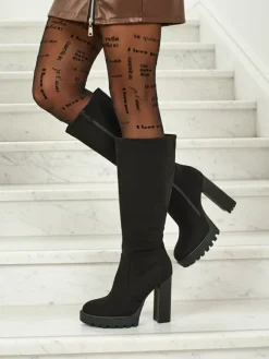 Damskie kozaki eko zamszowe na słupku GaleNest