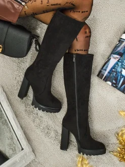 Damskie kozaki eko zamszowe na słupku GaleNest