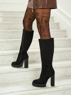 Damskie kozaki eko zamszowe na słupku GaleNest