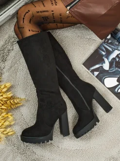 Damskie kozaki eko zamszowe na słupku GaleNest