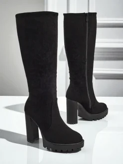 Damskie kozaki eko zamszowe na słupku GaleNest