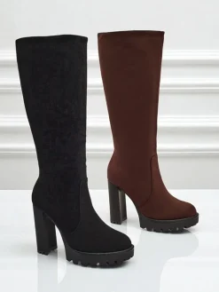 Damskie kozaki eko zamszowe na słupku GaleNest