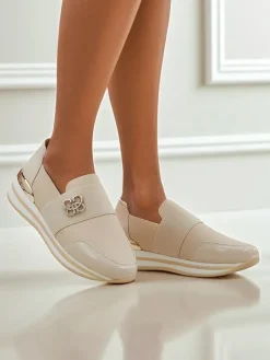 Damskie mokasyny Aurora Classico Beige skóra ekologiczna płaskie obcasy