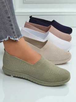 Damskie mokasyny Gaia Verde – wygodne zielone buty z tkaniny na płaskim obcasie