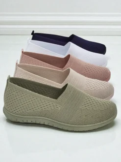 Damskie mokasyny Gaia Verde – wygodne zielone buty z tkaniny na płaskim obcasie