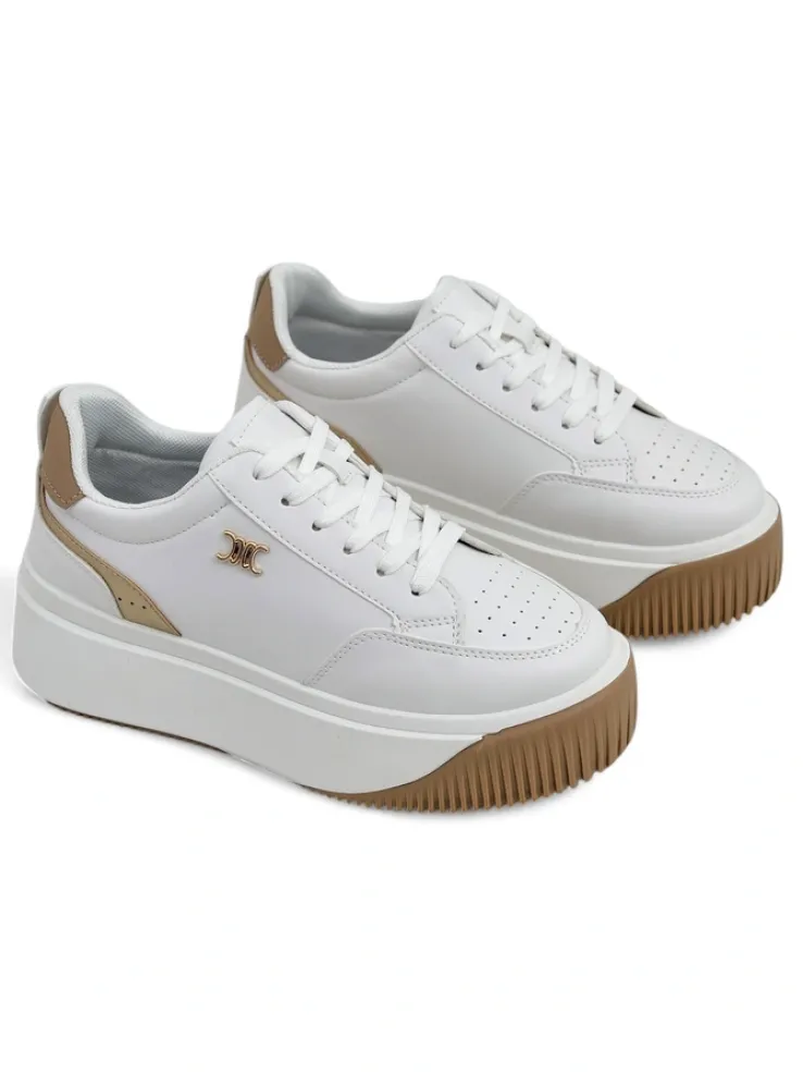 Damskie sneakersy Arianna Bianco na platformie ze skóry ekologicznej 5 cm