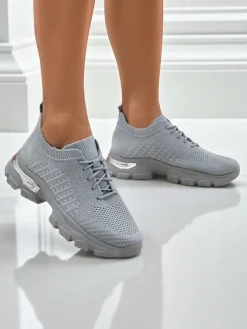 Damskie Sneakersy Atenea Light Szare tkaninowe na płaskiej podeszwie 4,5 cm