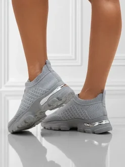 Damskie Sneakersy Atenea Light Szare tkaninowe na płaskiej podeszwie 4,5 cm