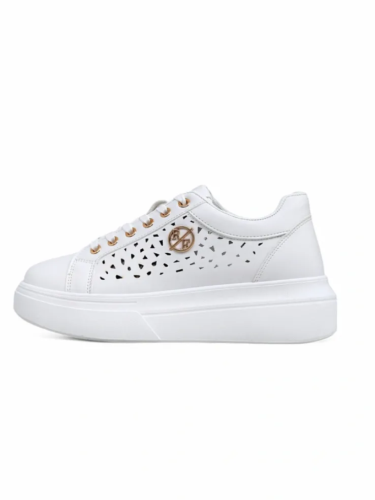 Damskie sneakersy Calista Bianco z eko skóry, ażurowe, wiosenne 4,5 cm