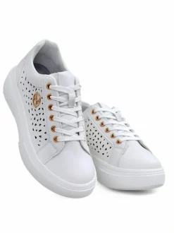 Damskie sneakersy Calista Bianco z eko skóry, ażurowe, wiosenne 4,5 cm