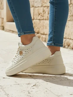 Damskie sneakersy Callista beżowe skóra ekologiczna wiosna płaski obcas